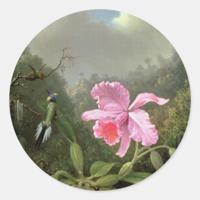 Adesivo Orquídea Martin Johnson Heade e beija-flores (Frente)