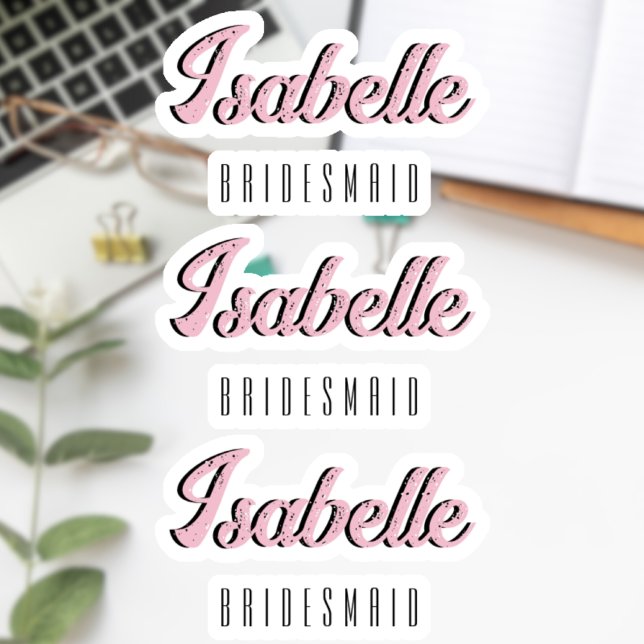Adesivo Orquídea rosa 3D Engraçado Nome Bridesmaid (Criador carregado)