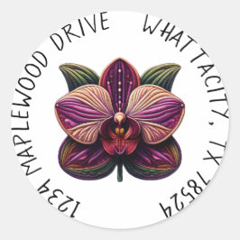 Adesivo Orquídea Roxa com Endereço de Devolução