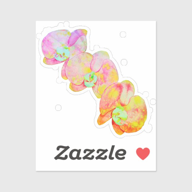 Adesivo Orquídeas Caribe, flores aquáticas tropicais (Folha)