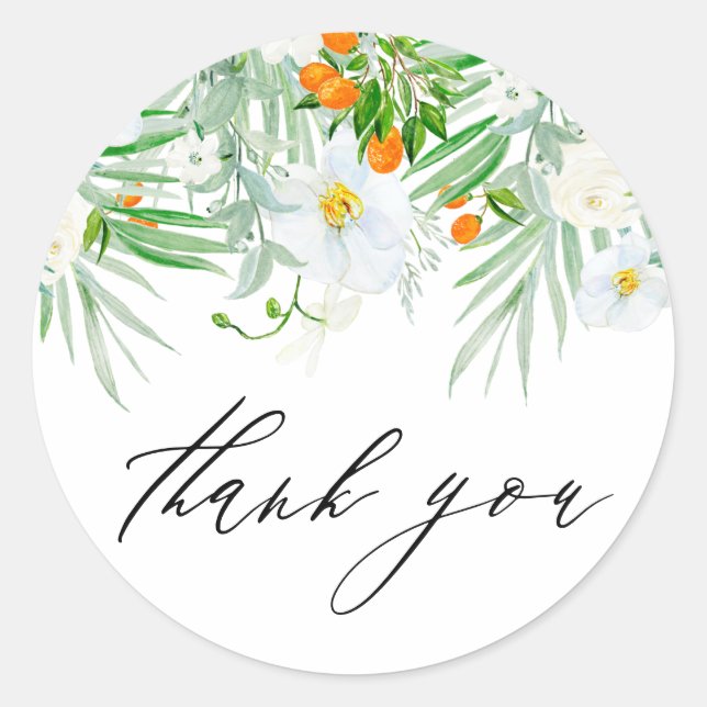 Adesivo Orquídeas e Kumquats em Aquarela Agradecimento de  (Frente)