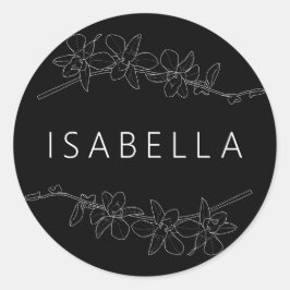 Adesivo Orquídeas Nome Personalizado Floral Mínimo Salmão