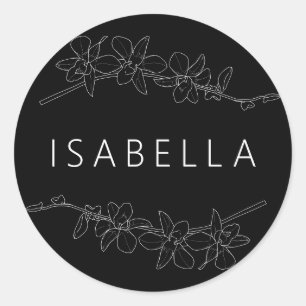 Adesivo Orquídeas Nome Personalizado Floral Mínimo Saumon