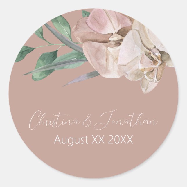 Adesivo Orquídeas Românticas em Aquarela sobre Beijo de Pó (Frente)