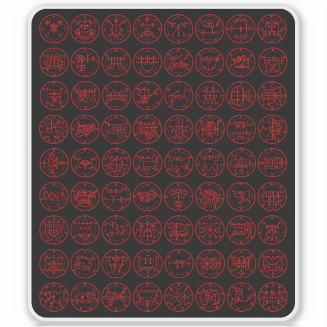 Adesivo Os 72 Signos Demônios De Ars Goetia (vermelho em p (Frente)
