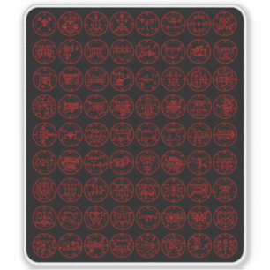 Adesivo Os 72 Signos Demônios De Ars Goetia (vermelho em p