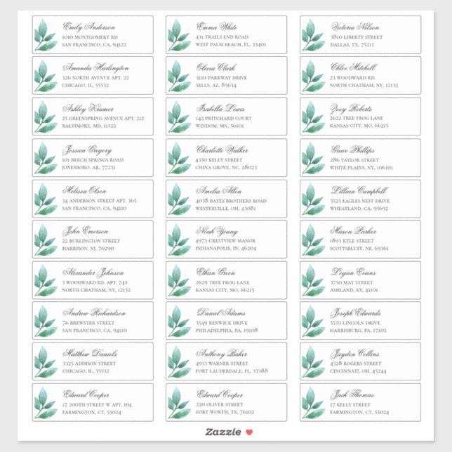 Adesivo Os convidados botânicos verdes se dirigem. Etiquet (Folha)