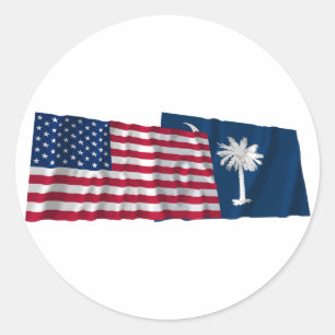 Adesivo Os Estados Unidos e bandeiras de ondulação de