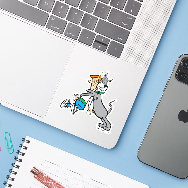 Adesivo Os Jetsons | George & Astro Hug (Notebook com iPhone)