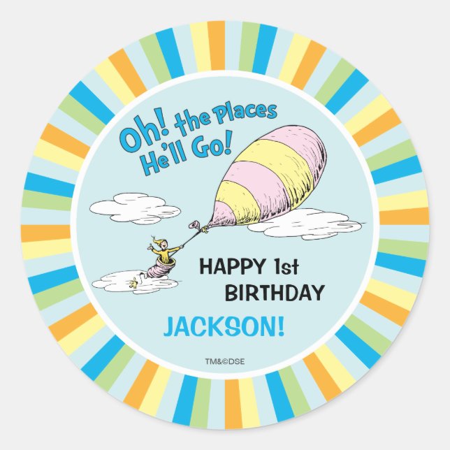 Adesivo Os Lugares Que Ele Vai! - Primeiro aniversário (Frente)