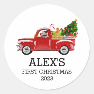 Adesivo Os Meninos Personalizados do Primeiro Natal de Tru