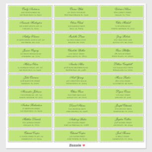 Adesivo Os nomes dos convidados verdes se referem. Etiquet