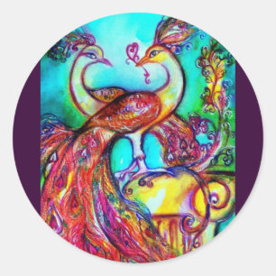 Adesivo OS PAVÕES no turquase azul vermelho do MONOGRAMA