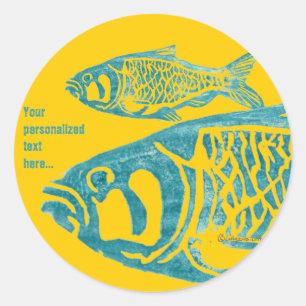 Adesivo Os peixes azuis alaranjados personalizaram