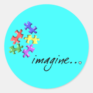 Adesivo Os presentes do apoio do autismo "imaginam" o