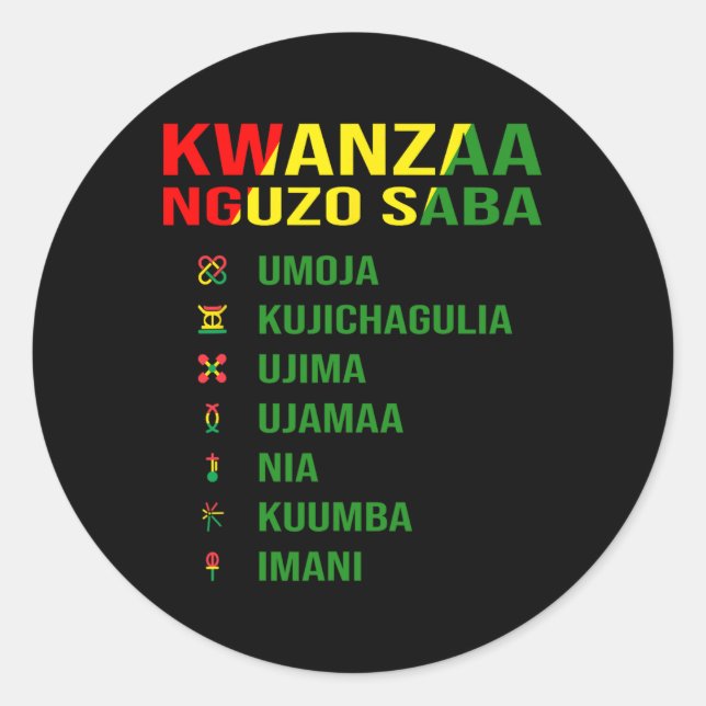 Adesivo Os Sete Princípios De Kwanzaa - Nguzo Saba (Frente)