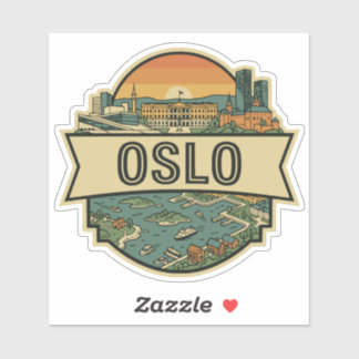 Adesivo Oslo City Norway Skyline Retro Travel Badge