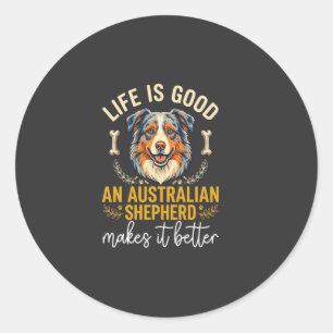 Adesivo Osso de Cachorro Pastor Australiano Life Is Good