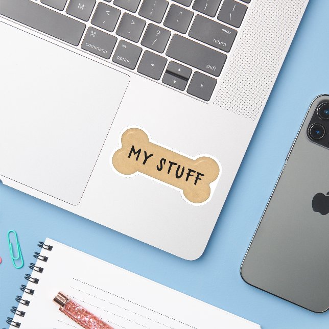 Adesivo Osso de Leite Marrom com Texto (Notebook com iPhone)
