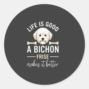 Adesivo Ossos de Cão Bichon Frise com Pelo Branco Life Is