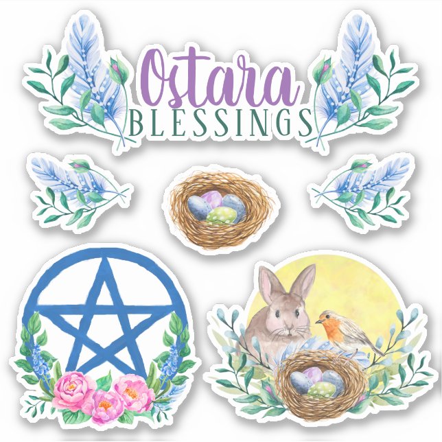 Adesivo Ostara Primavera Equinox Wicca Sabbat Floral (Frente)