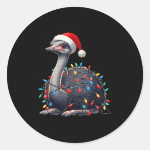 Adesivo Ostrich Christmas Luzes Engraçadas Santa Hat Feliz