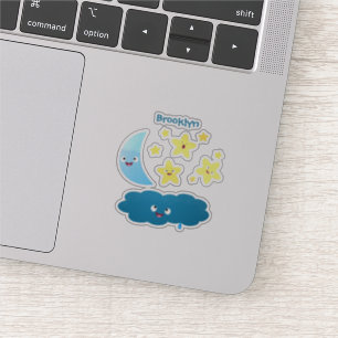 Adesivo Ótimas estrelas cantoras, lua e desenhos em nuvem