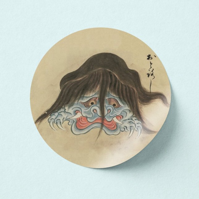 Adesivo Otoroshi - Vintage Japonês Yokai (Vintage Otoroshi Yokai Sticker- Paper View)
