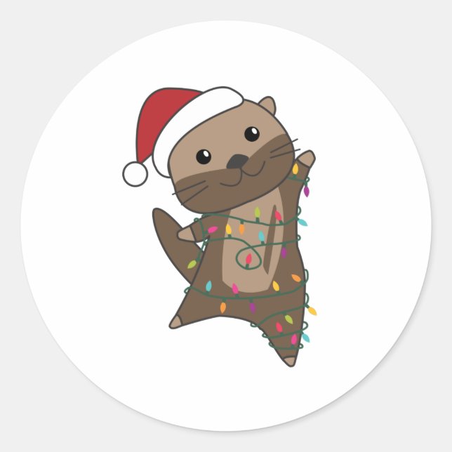 Adesivo Otter Christmas Snow Winter Animals Otter (Frente)