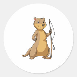 Adesivo Otter como pescador com barra de pesca