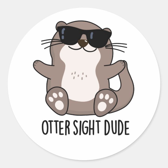 Adesivo Otter Sight Cara Engraçado Animal Pun (Frente)