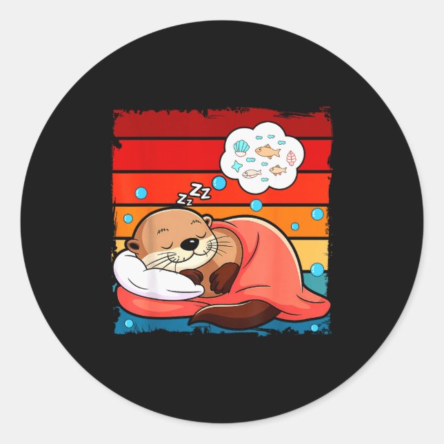 Adesivo Otter Sleeng Animal Pajamas Nap Pjs Outfit Sea Ott (Frente)