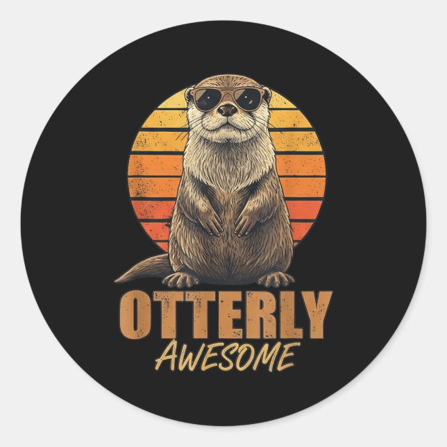 Adesivo Otterly Awesome Retro Sunset Sea Otter Lover Graph (Frente)