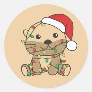 Adesivo Otters de Feriados de Inverno de Natal