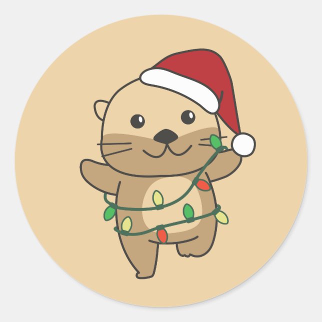 Adesivo Otters de Feriados de Inverno de Natal (Frente)