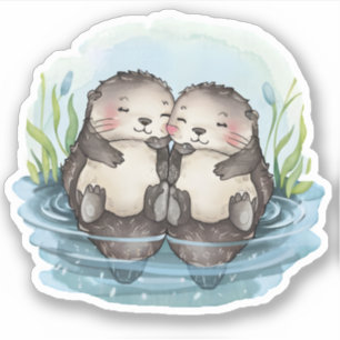 Adesivo Otters Segurando Mãos