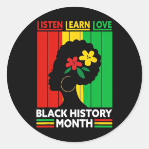 Adesivo Ouça Aprenda Ame Mês da História Negra Afro-Americ