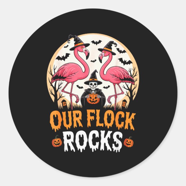 Adesivo Our Flock Rocks Flamingo Halloween Costume Matchin (Frente)