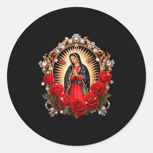 Adesivo Our Lady Guadalupe Saint Virgin Mary In Roses Flow (Frente)
