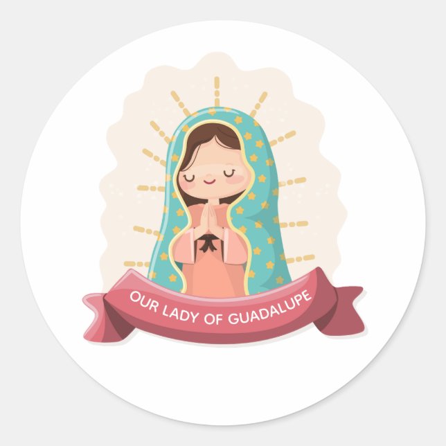 Adesivo Our Lady of Guadalupe with ribbon Kawaii Style (Frente)