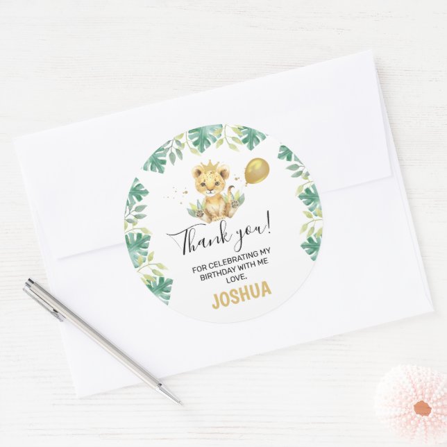 Adesivo Our Little King Lion Crown Balloon 1st Birthday (Envelope)