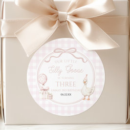 Adesivo Our Little Silly Goose Pink Bow Birthday Party