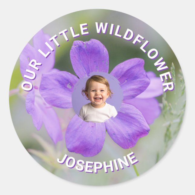 Adesivo Our Little Wildflower Purple Floral Custom Photo (Frente)