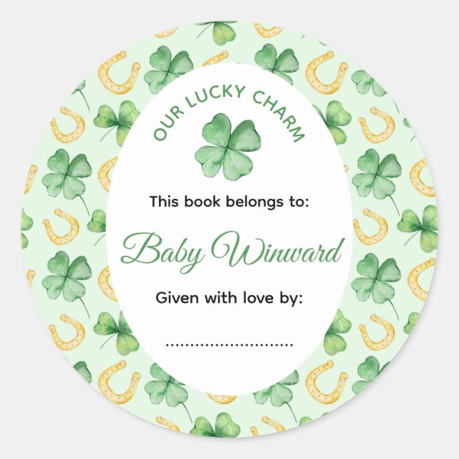 Adesivo Our Lucky Charm St Patrick's Baby Shower (Frente)