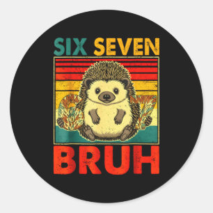 Adesivo ouriço engraçado meme 67 Seis Sete Bruh Ouriço Par