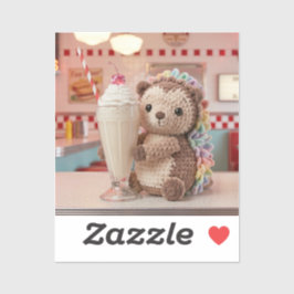 Adesivo ouriço feito à mão e milkshake no Diner Retro