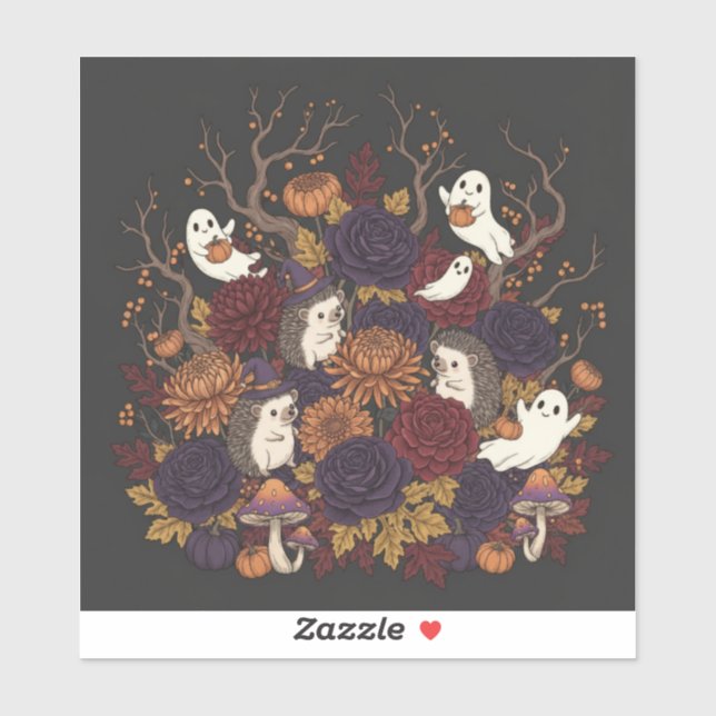 Adesivo ouriço halloween assombrado (Folha)