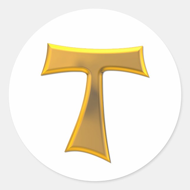 Adesivo Ouro 3-D Olhar Franciscan Tau Cross (Frente)