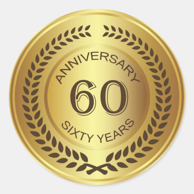 Adesivo Ouro 60º Aniversário com o apontador de coroa (Frente)