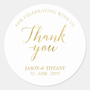 Adesivo Ouro Agradecimento Elegante Favor de Festa